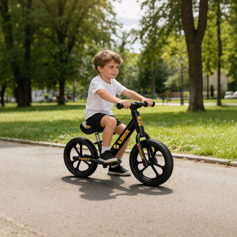 B.Duck - Kids Balance Bike, Adjustable seat & handlebar, Anti-slip Handle & Wheels, Indoor/Outdoor Ride, Black, 2-5 Y - Image 2